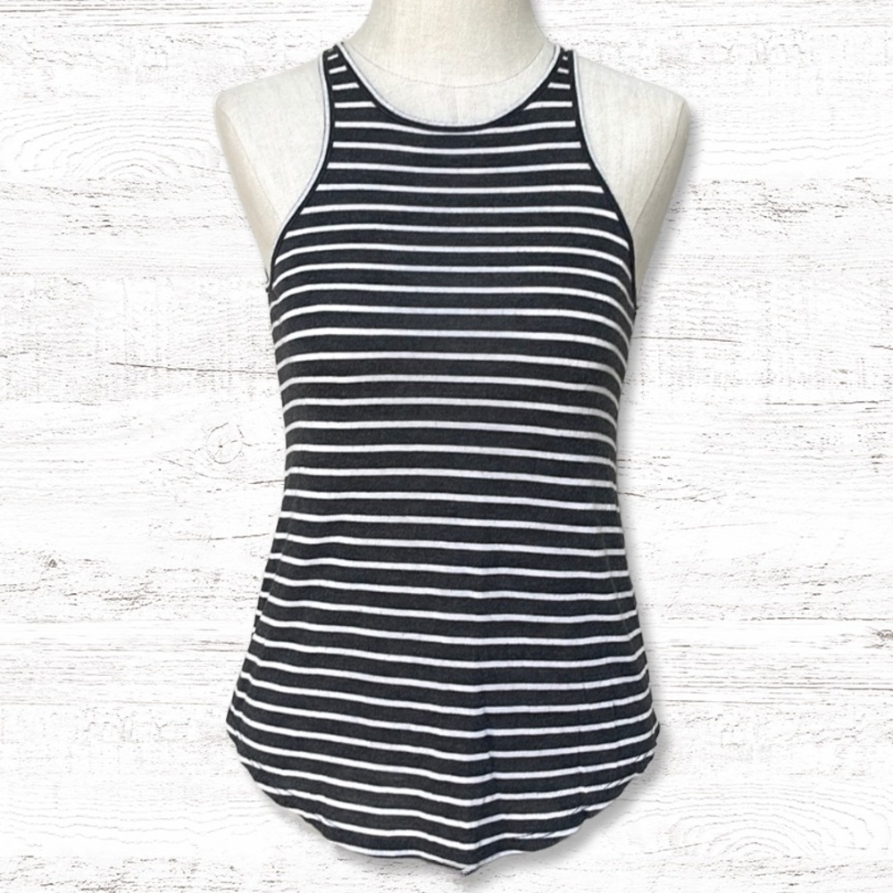 { the lady & the sailor } - Bare Tank in Natural / Charcoal Stripe